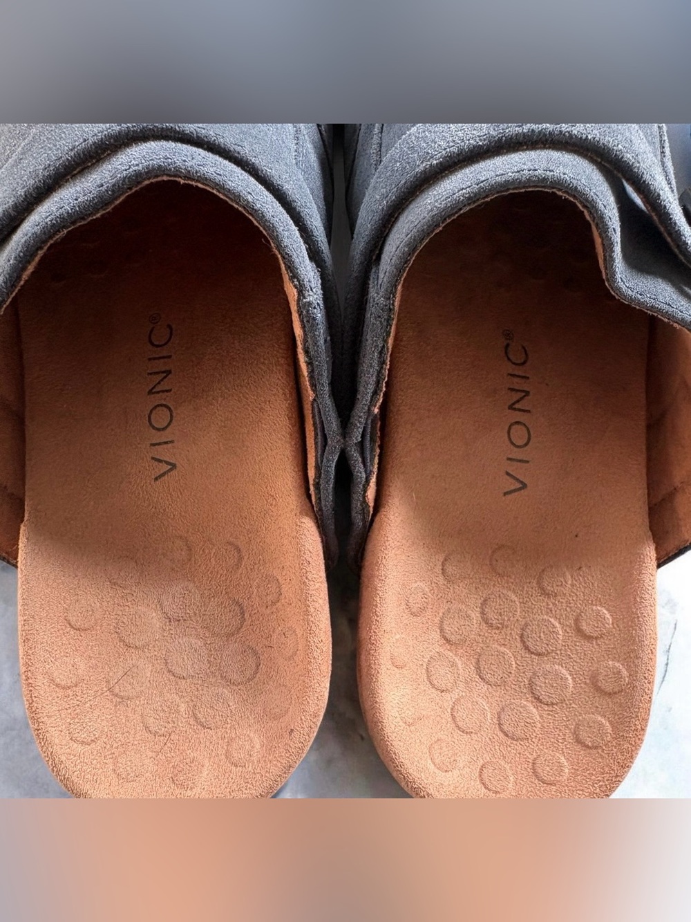 VIONIC Blue Suede Leather Slip Ons Mules Buckle Detail Size 10/10.5 - Picture 6 of 8